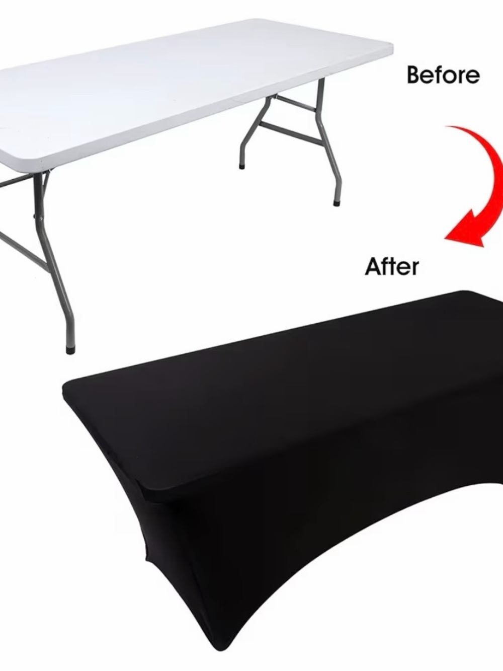 Set of 2: Stretch Table Cover for Folding Tables - Black